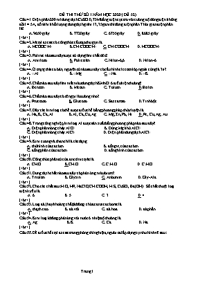 Đề thi thử THPT Quốc gia môn Hóa học năm 2020 - Đề 52 (Có đáp án)
